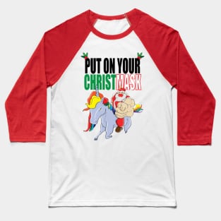 Santa Fitmas Riding Rainbow Unicorm Baseball T-Shirt